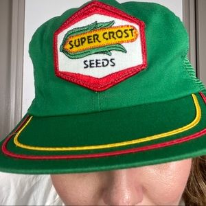 Vintage Green Super Crost Seeds trucker cap / hat